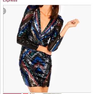EXPRESS Long Sleeve Sequin Dress Size M